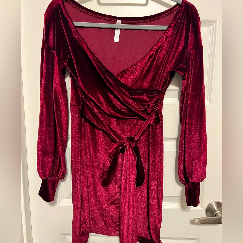 Velvet long sleeve mini dress